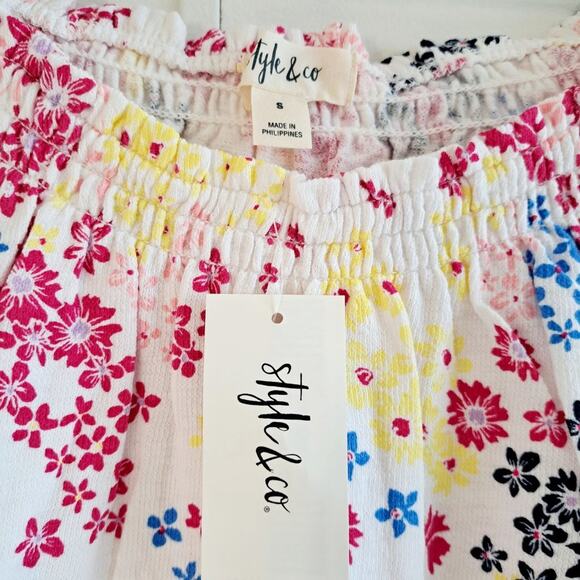 Style & Co Long Sleeve Floral Print Top - Picture 2 of 8